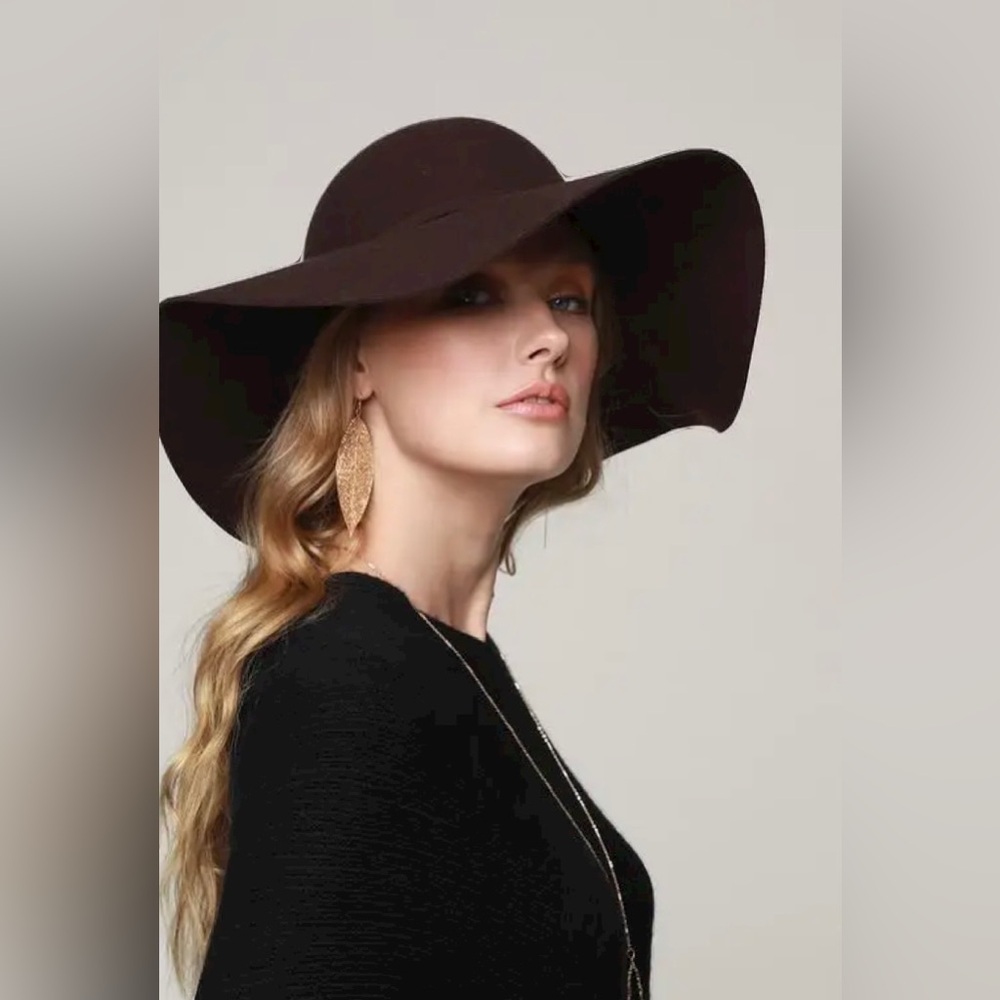 D&Y Wool Floppy Hat In Chocolate Brown